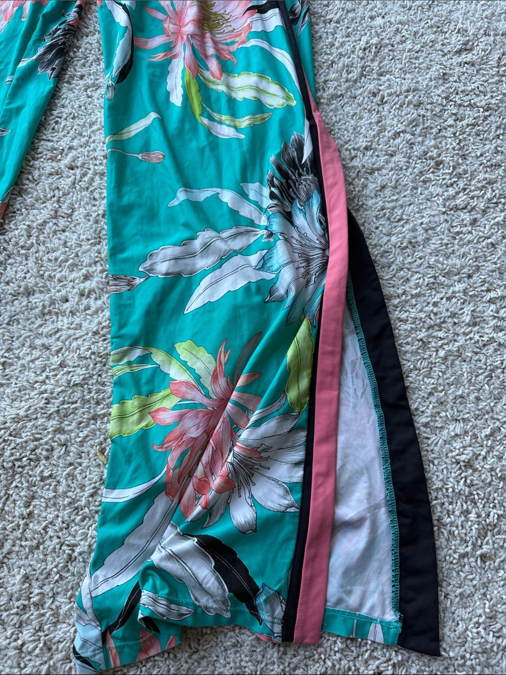Trina Turk Teal Floral Tankini Set with Bandeau Top - Picture 6 of 6